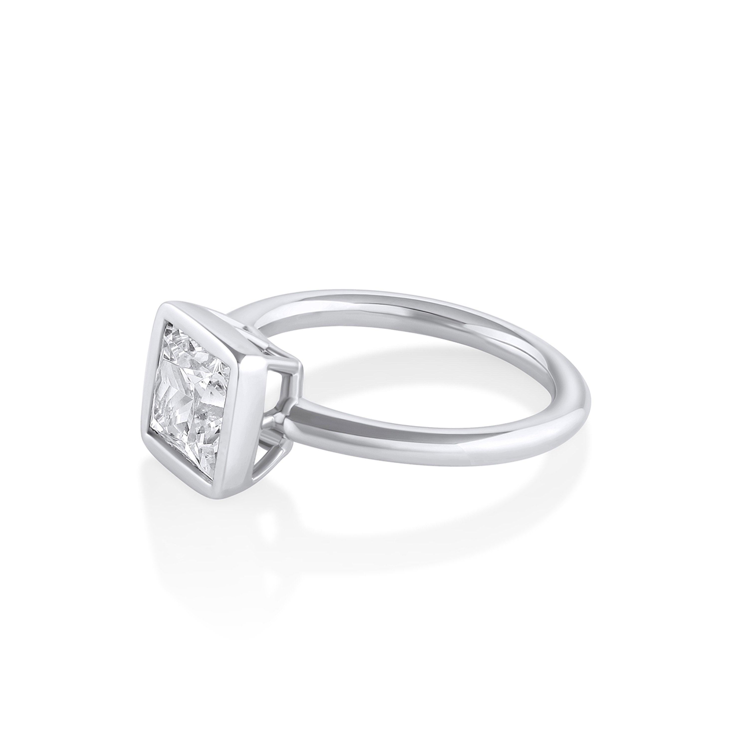 Marrow Fine Jewelry White Diamond Bezeled Zoe Solitaire Engagement Ring [White Gold]