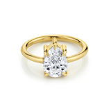 Marrow Fine Jewelry White Diamond Pear Solitaire Stackable Engagement Ring With Claw Prongs [Yellow Gold]