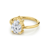 Marrow Fine Jewelry White Diamond Pear Solitaire Stackable Engagement Ring With Claw Prongs [Yellow Gold]