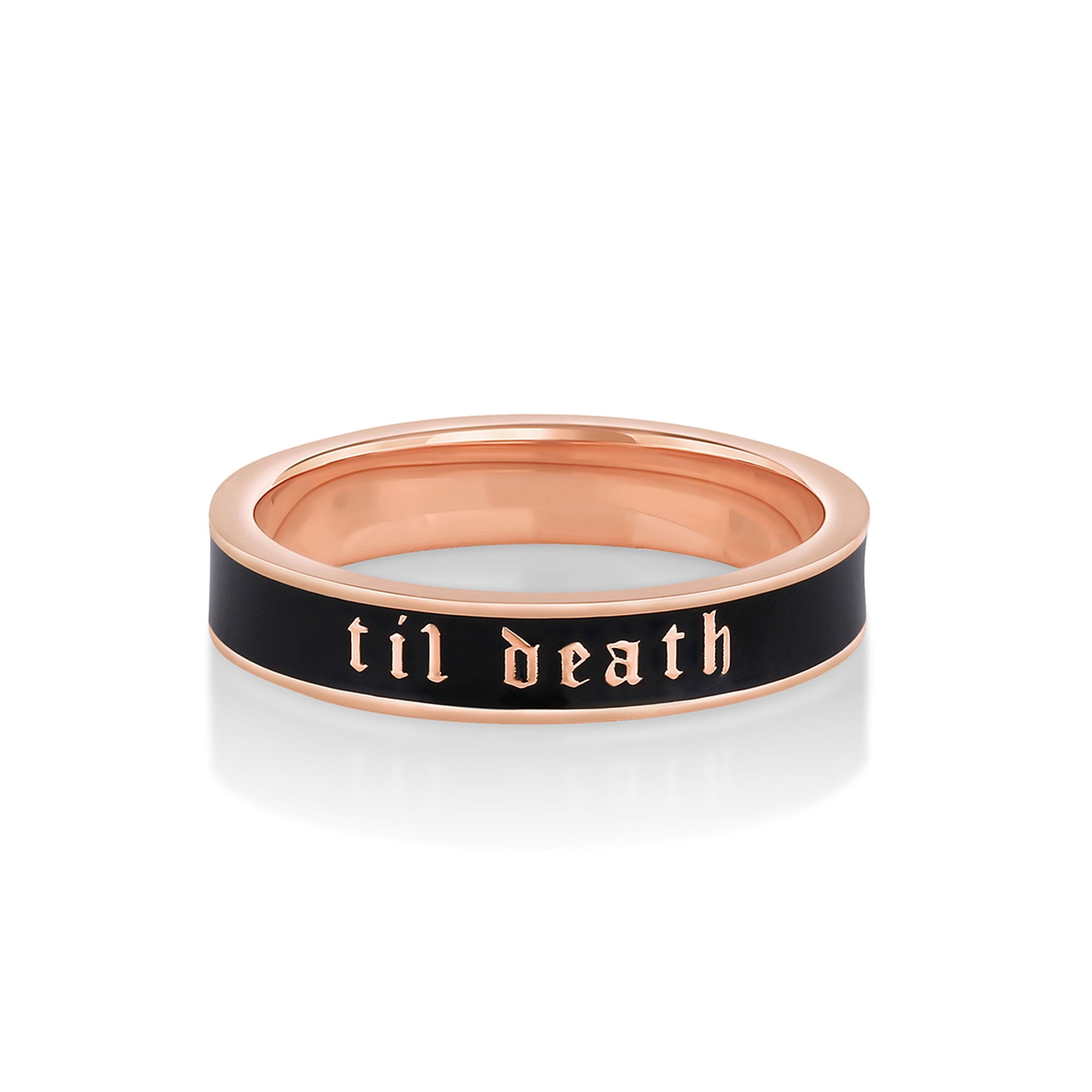 Marrow Fine Jewelry 4mm Til Death Black Enamel Band [Rose Gold]