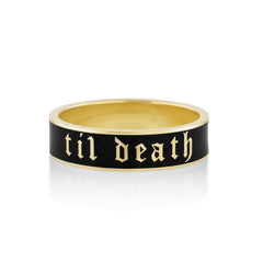 Marrow Fine Jewelry 6mm Til Death Black Enamel Band [Yellow Gold]