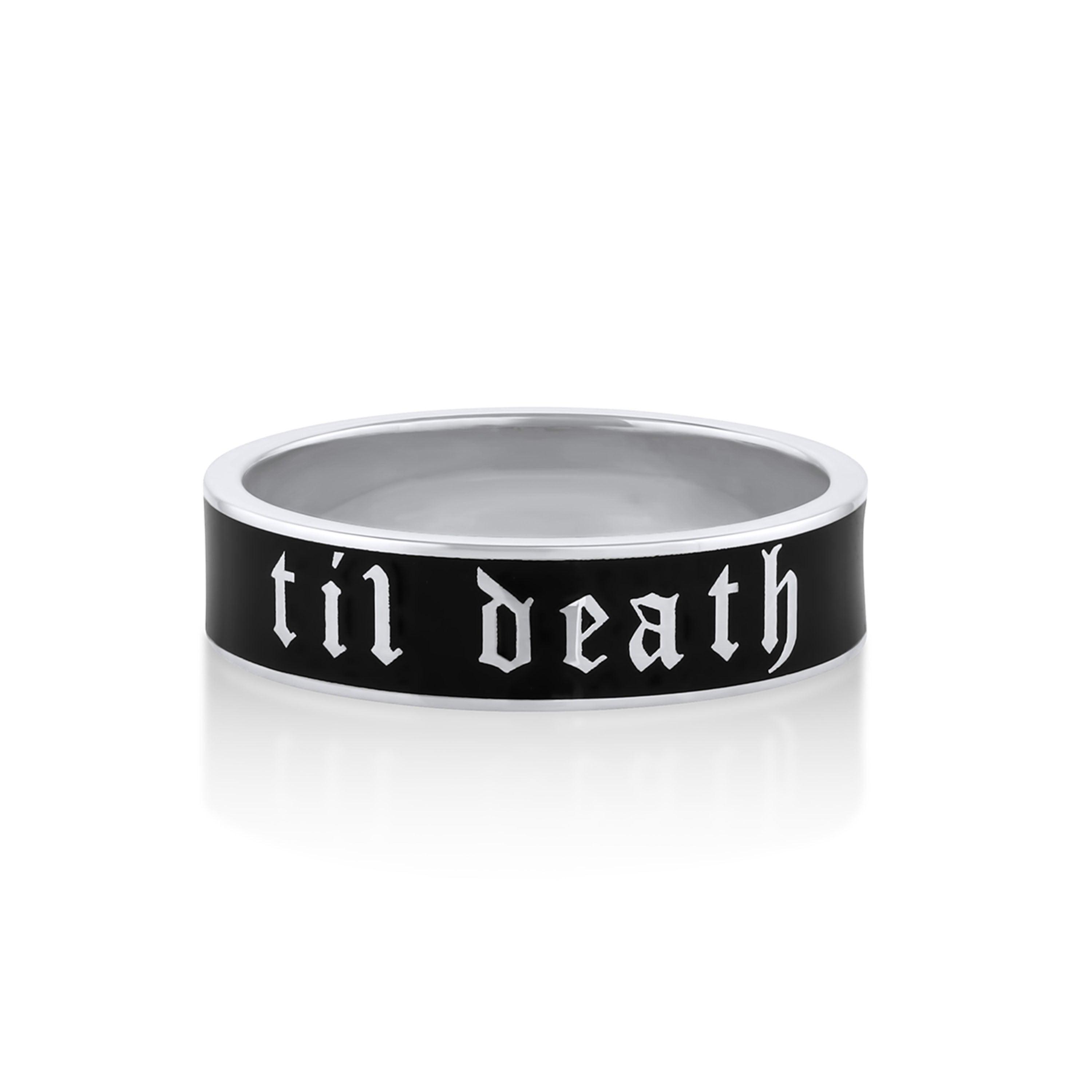 Marrow Fine Jewelry 6mm Til Death Black Enamel Band [White Gold]