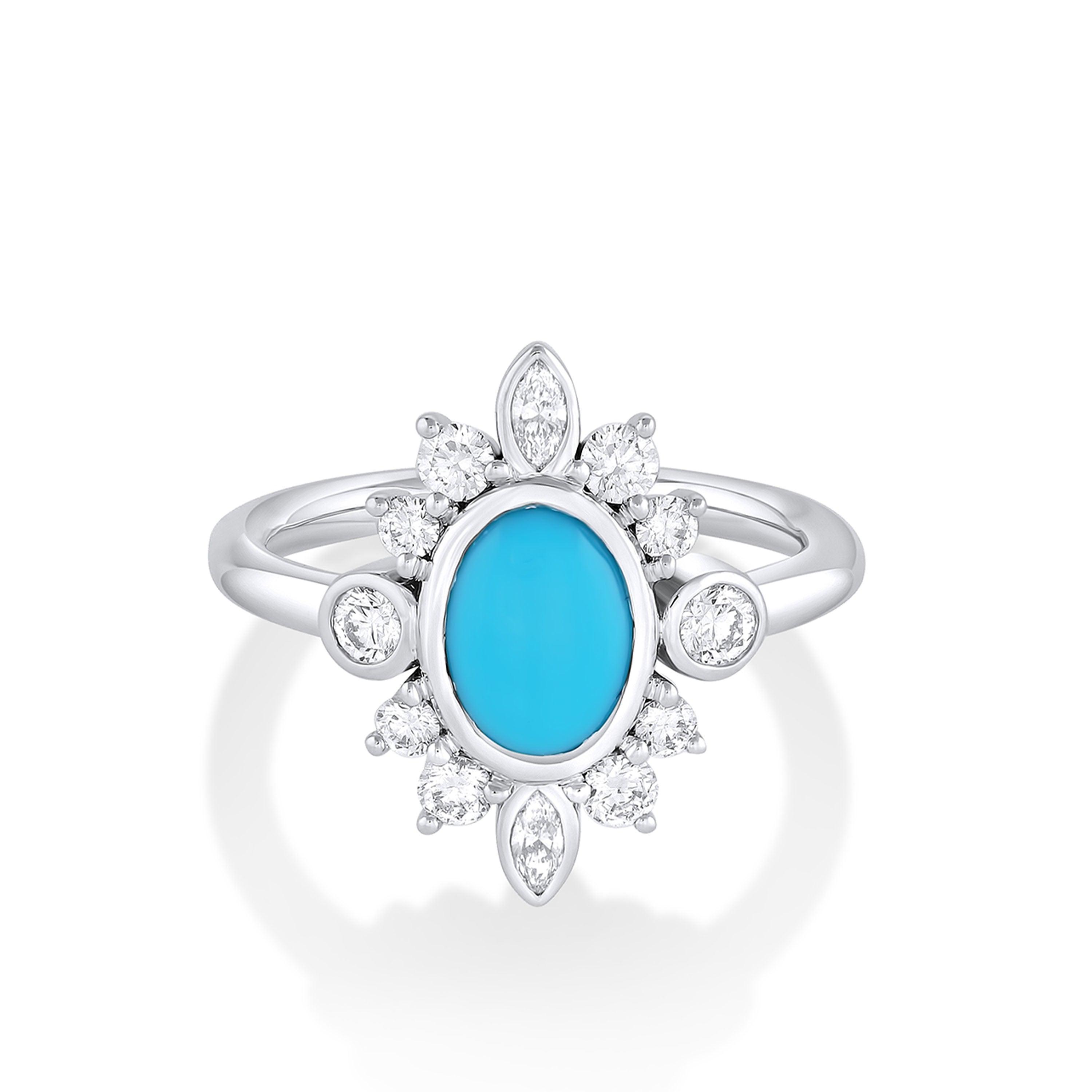 Marrow Fine Jewelry Turquoise And White Diamond Compass Ring [White Gold]