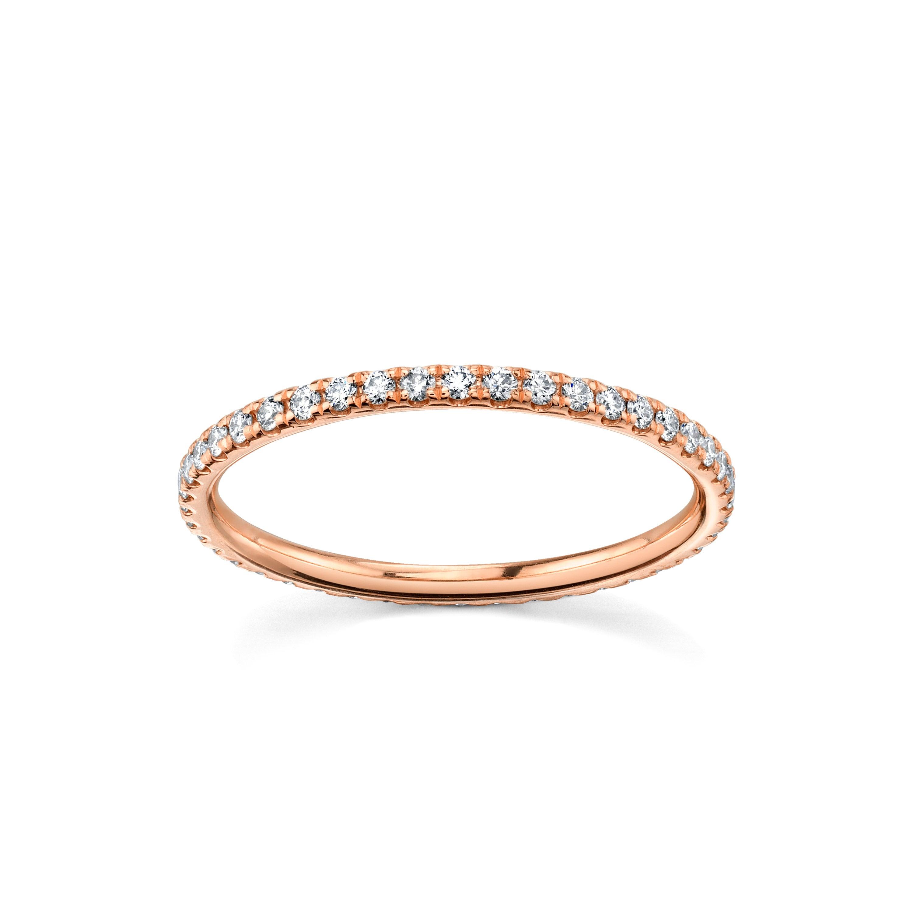 Marrow Fine Jewelry White Diamond Pavé Half Eternity Wedding And Stacking Band [Rose Gold]