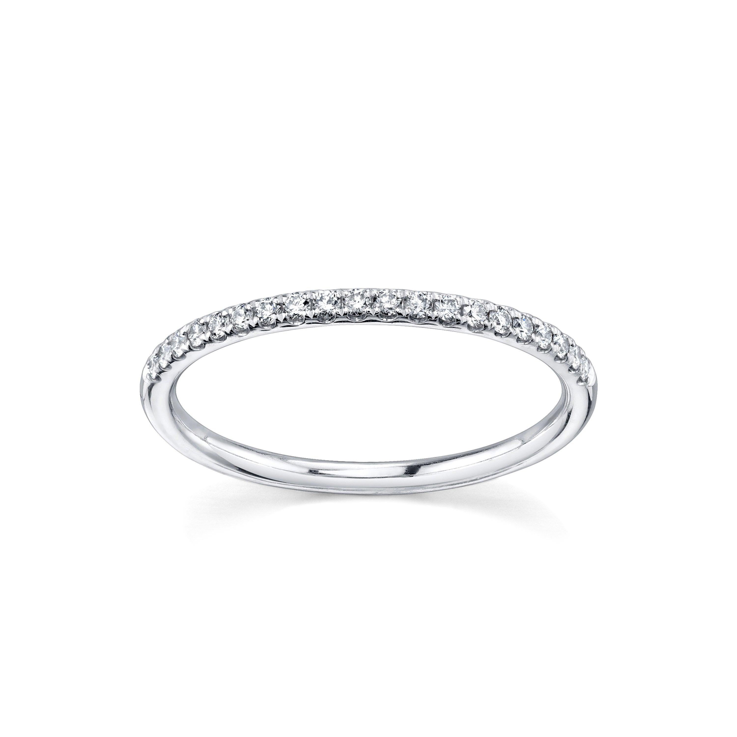 Marrow Fine Jewelry White Diamond Pavé Half Eternity Wedding And Stacking Band [White Gold]