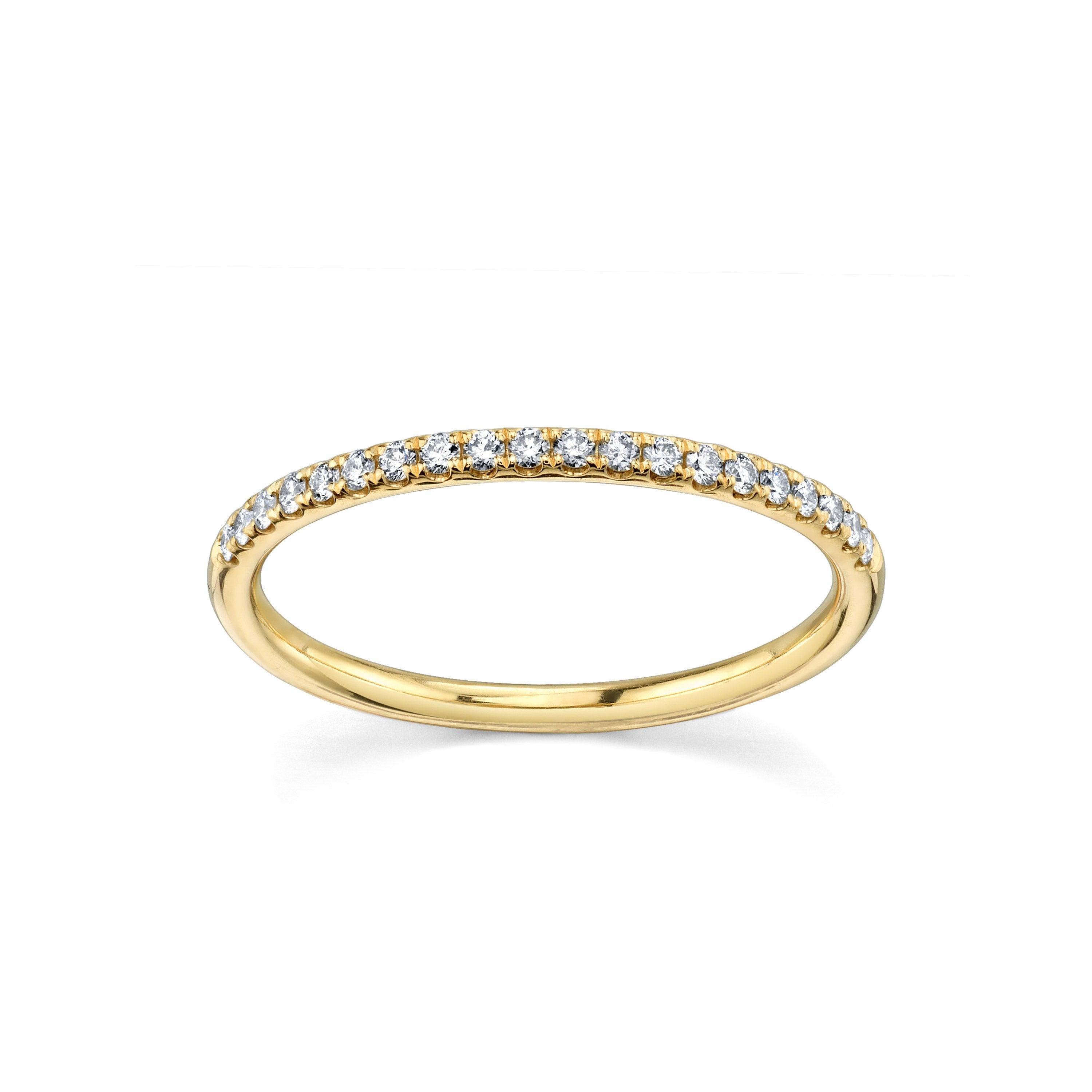 Marrow Fine Jewelry White Diamond Pavé Half Eternity Wedding And Stacking Band [Yellow Gold]