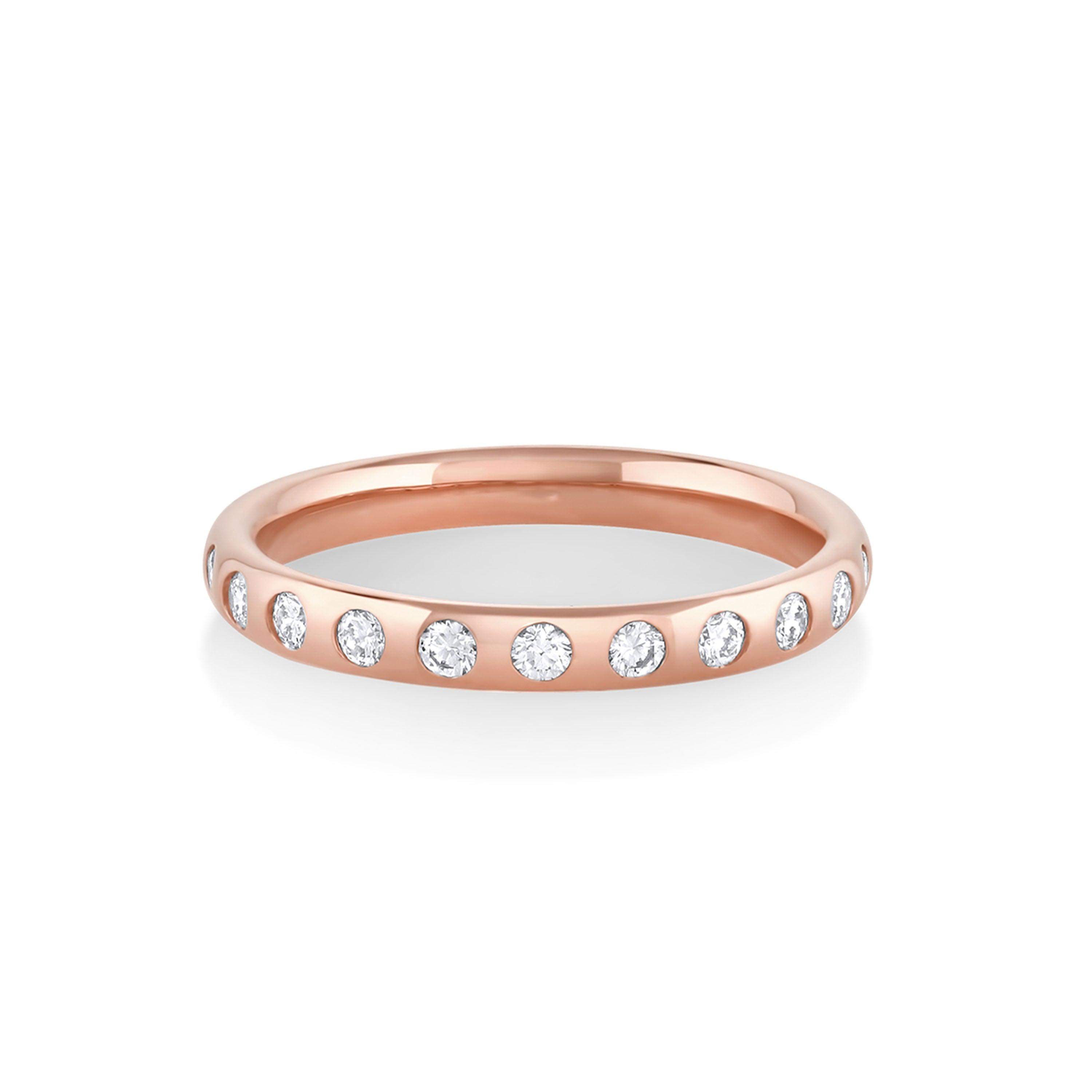 Marrow Fine Jewelry White Diamond 2.5mm Burnished Teddy Band [Rose Gold]