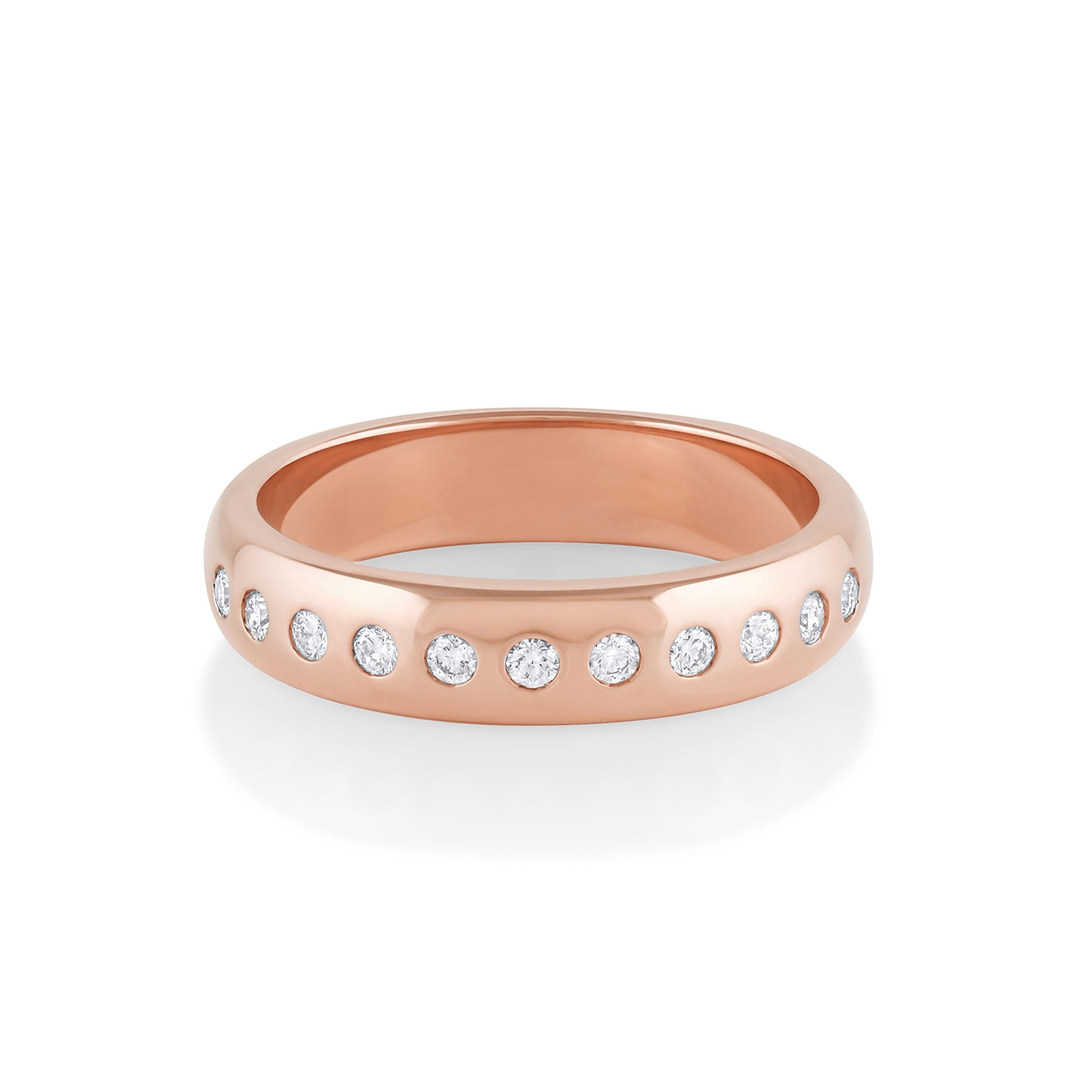 Marrow Fine Jewelry White Diamond 5mm Burnished Teddy Band [Rose Gold]