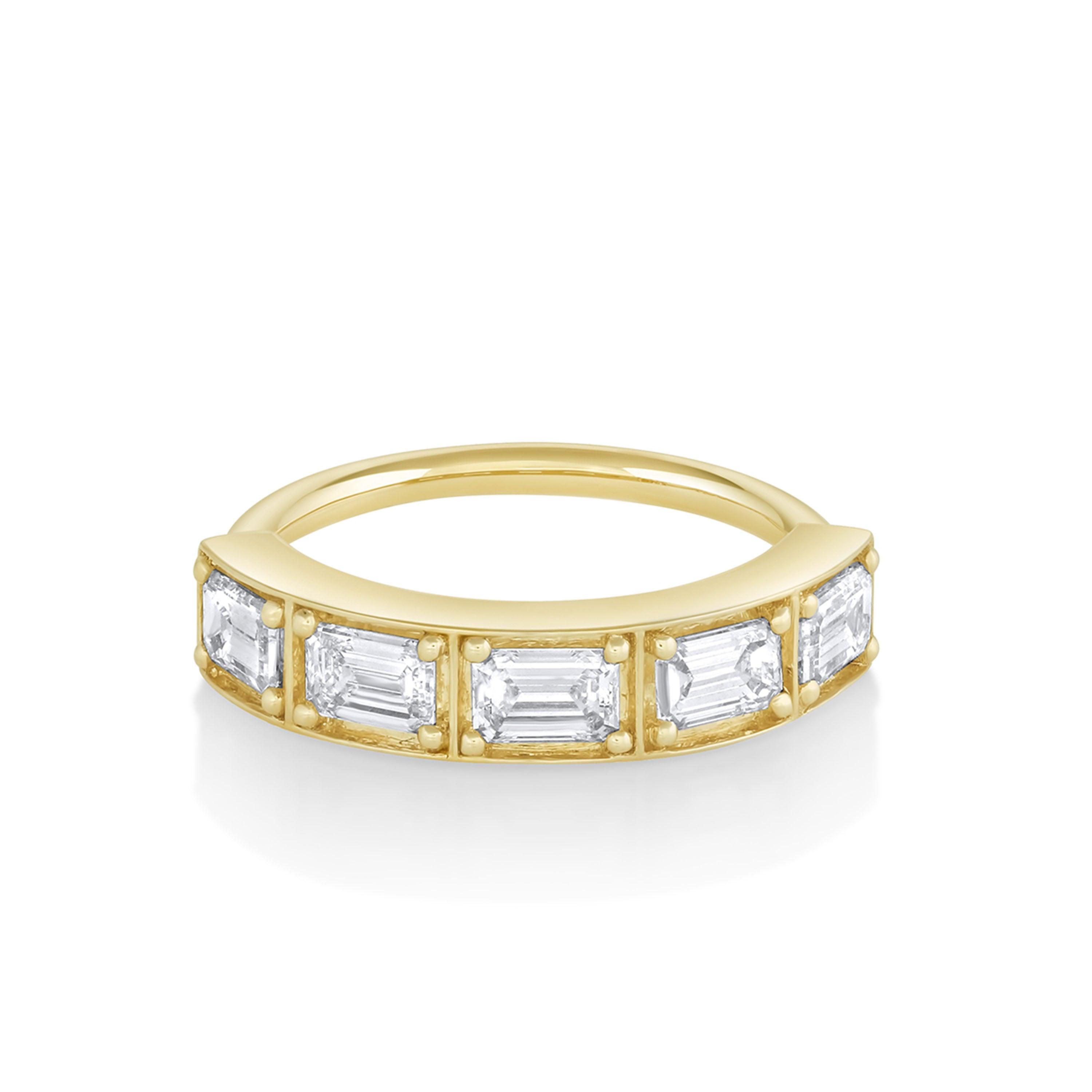 Marrow Fine Jewelry White Diamond Step Cut Stacking Wedding Band  [Yellow Gold]