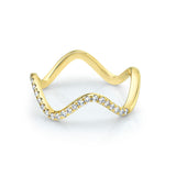 Marrow Fine Jewelry White Diamond Pavé Squiggle Stacking and Wedding Ring [Yellow Gold]