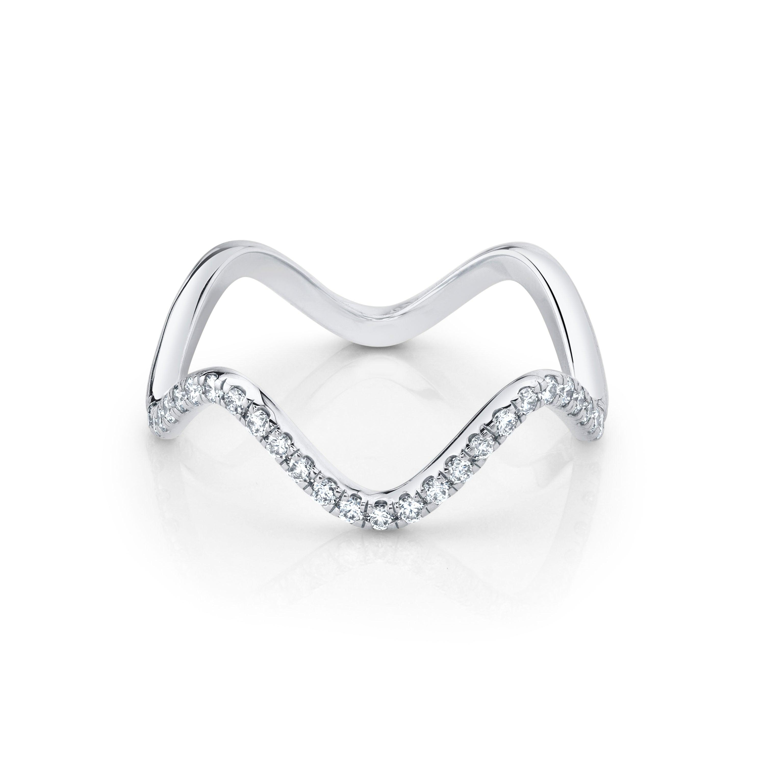 Marrow Fine Jewelry White Diamond Pavé Squiggle Stacking and Wedding Ring [White Gold]