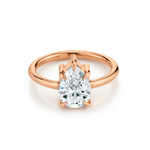 Marrow Fine Jewelry White Diamond Pear Solitaire Stackable Engagement Ring With Claw Prongs [Rose Gold]