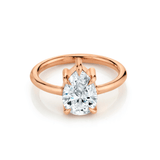 Marrow Fine Jewelry White Diamond Pear Solitaire Stackable Engagement Ring With Claw Prongs [Rose Gold]