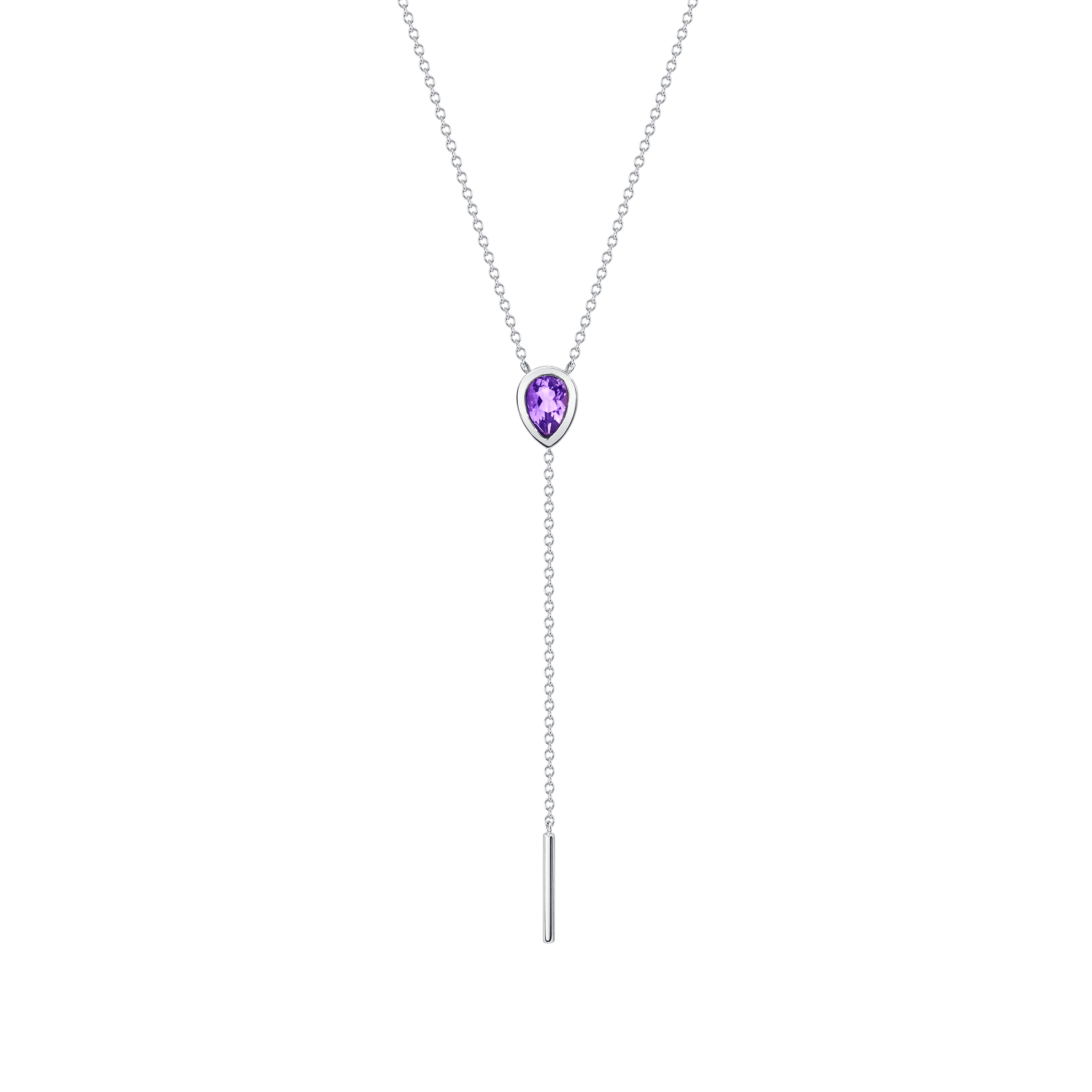 Marrow Fine Jewelry Purple Amethyst Lariat Necklace [White Gold]