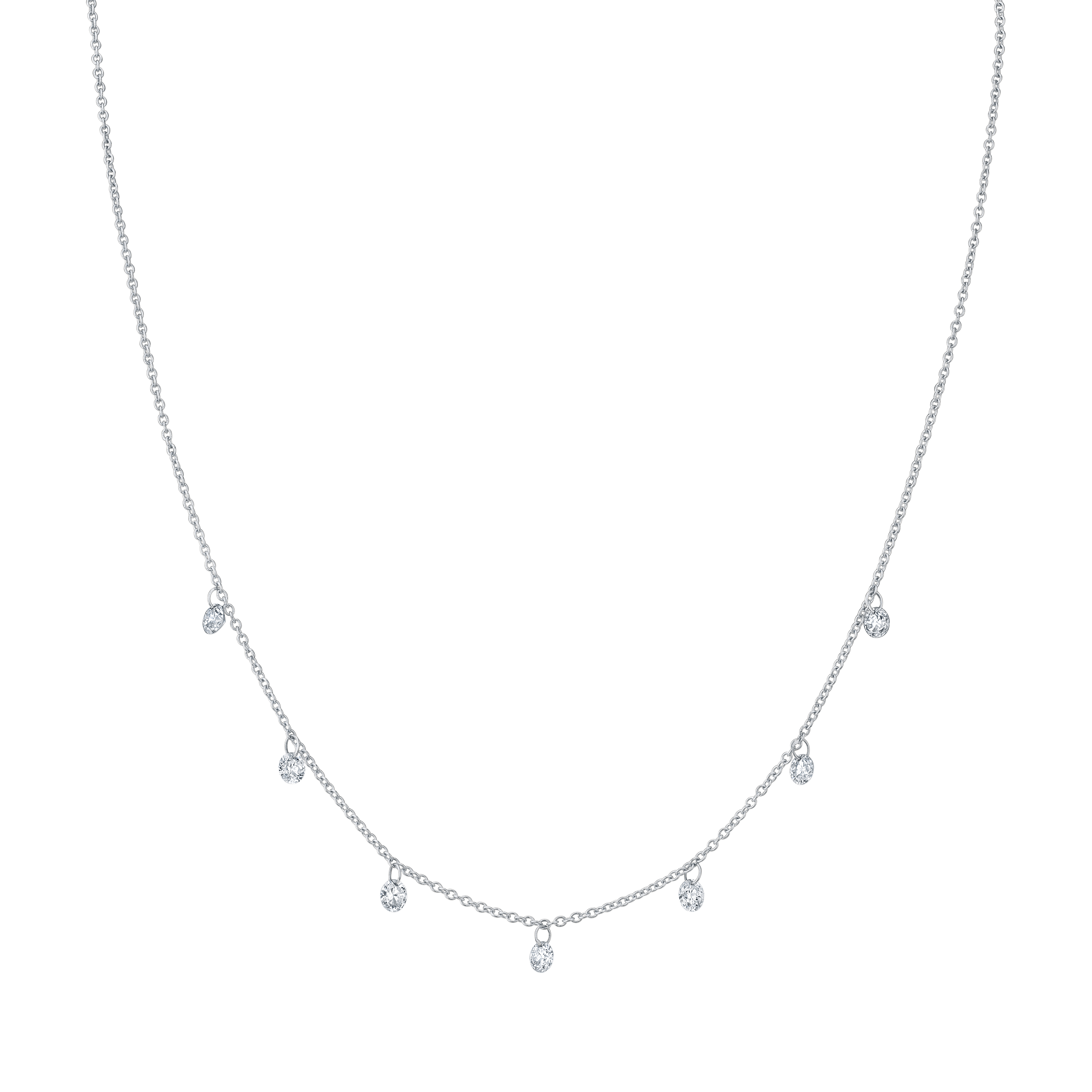 Dainty 1/4 Carat Round Diamond Necklace In White Gold