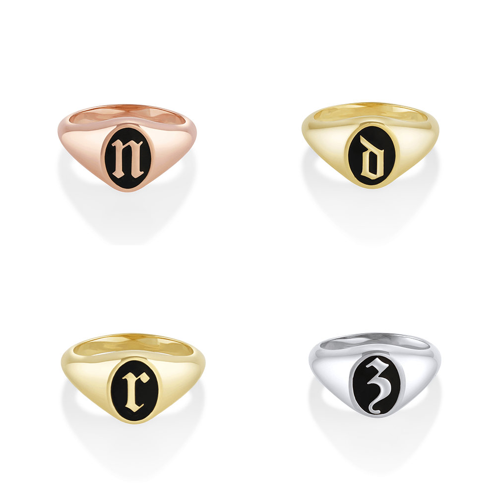 Initial Enamel Signet Ring - Marrow Fine