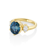 Montana sapphire three stone engagement ring [YELLOW GOLD}