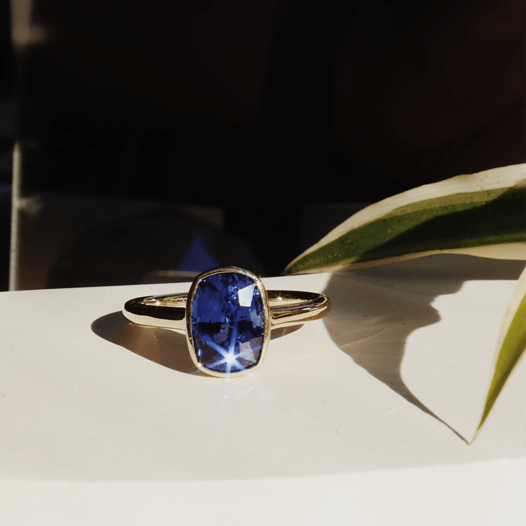 2.75ct Blue Sapphire Cushion Tessa Ring - Marrow Fine