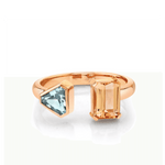 Marrow Fine Jewelry Aquamarine Topaz Open Shank Toi Et Moi Ring [Rose Gold]