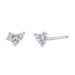 Marrow Fine Jewelry White Diamond Three Stone Bead Prong Stud Earrings [White Gold]