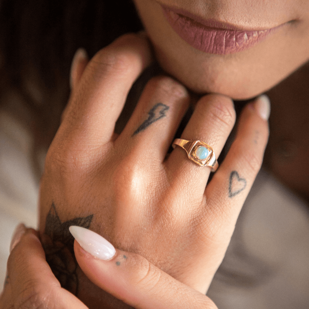 Marrow Fine Jewelry Opal Boyfriend Signet Solid Gold Ring